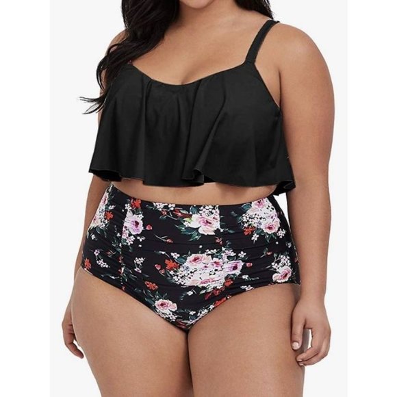 YSKKT Flounce Ruched High Waist Bikini Set 4XL - Picture 1 of 4